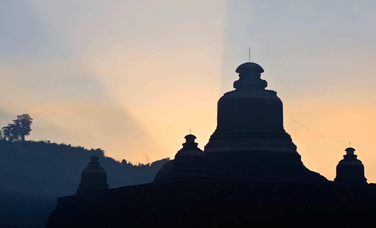 The distinctive bell-shaped temples of Mrauk-U, once the capital of the sovereign kingdom of the same name. Nigel Pavitt / Alamy.